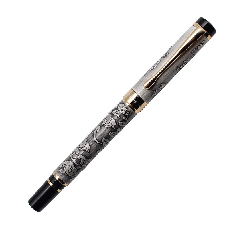 zoohot Ancient Silver Jinhao Dragon Fountain Pen Fine Nib Executive Fountain Pens Set, Vintage Pens Collection, Business Pen, Ink Refill Converter - Image 3